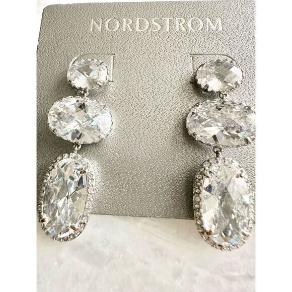 Nordstrom’s cubic zirconia chandelier super sparkly earrings  - Picture 3 of 5
